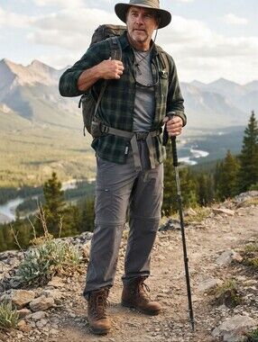 LL Bean Gray Water-Resistant Cresta Hiking Zip-Off Pants, Standard Fit 40 waist